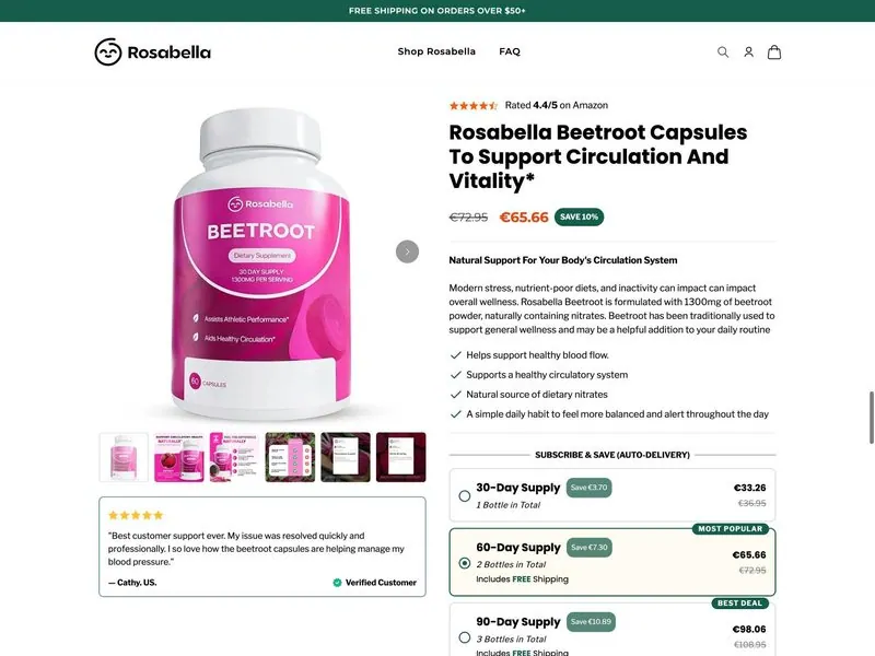 Beetroot and moringa supplement brand store built by TechnoPulse