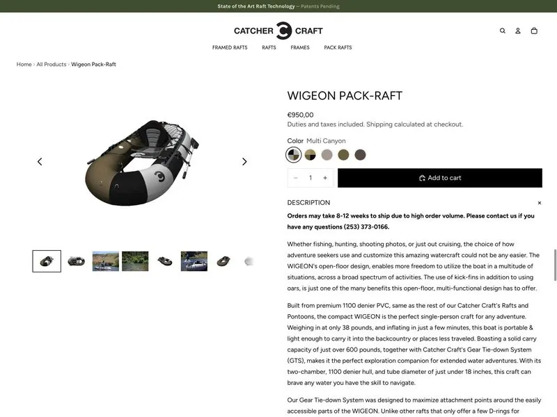 Fishing raft manufacturer store built by TechnoPulse