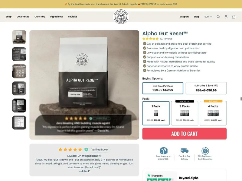 Men's health supplement brand store built by TechnoPulse