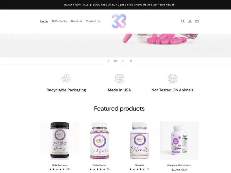Women's supplement brand store built by TechnoPulse