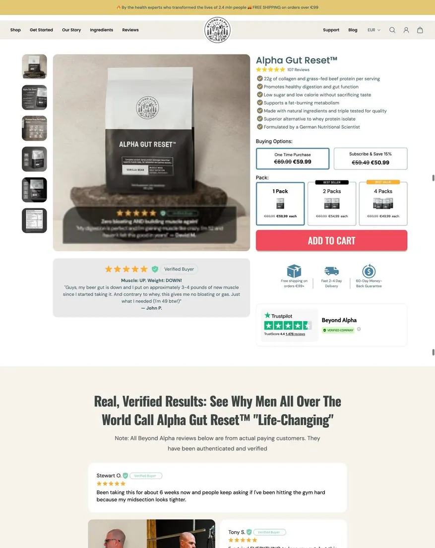 Men's health supplement brand store built by TechnoPulse