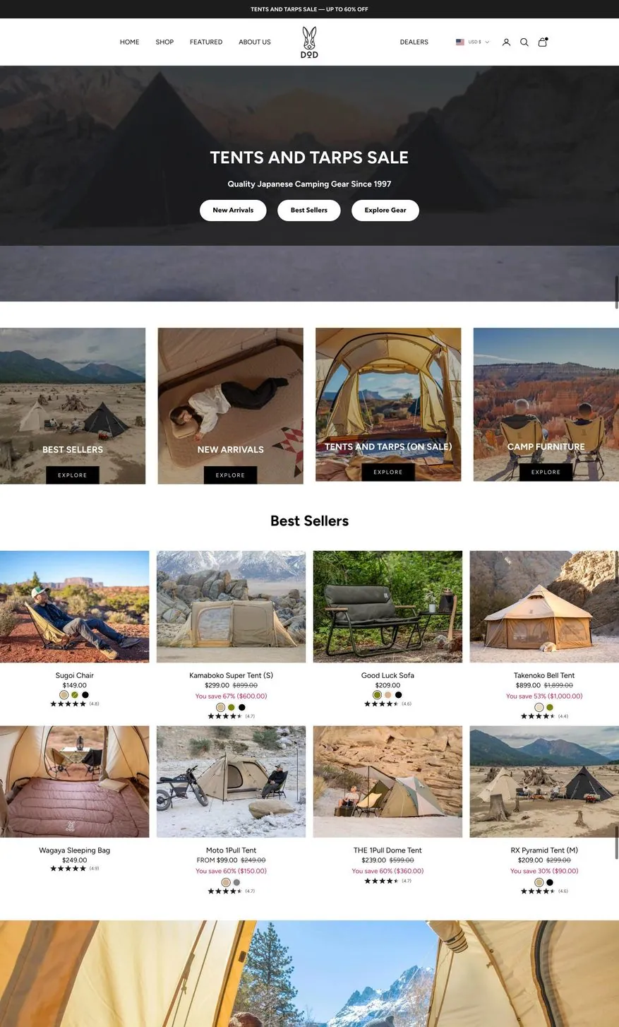 Outdoor camping gear brand store built by TechnoPulse