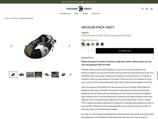 Fishing raft manufacturer store built by TechnoPulse