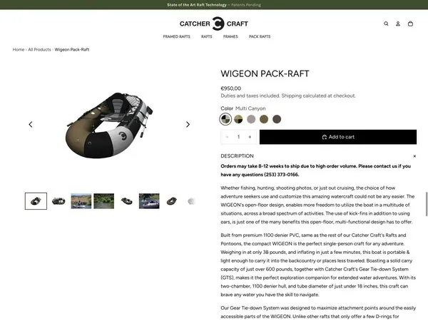 Fishing raft manufacturer store built by TechnoPulse