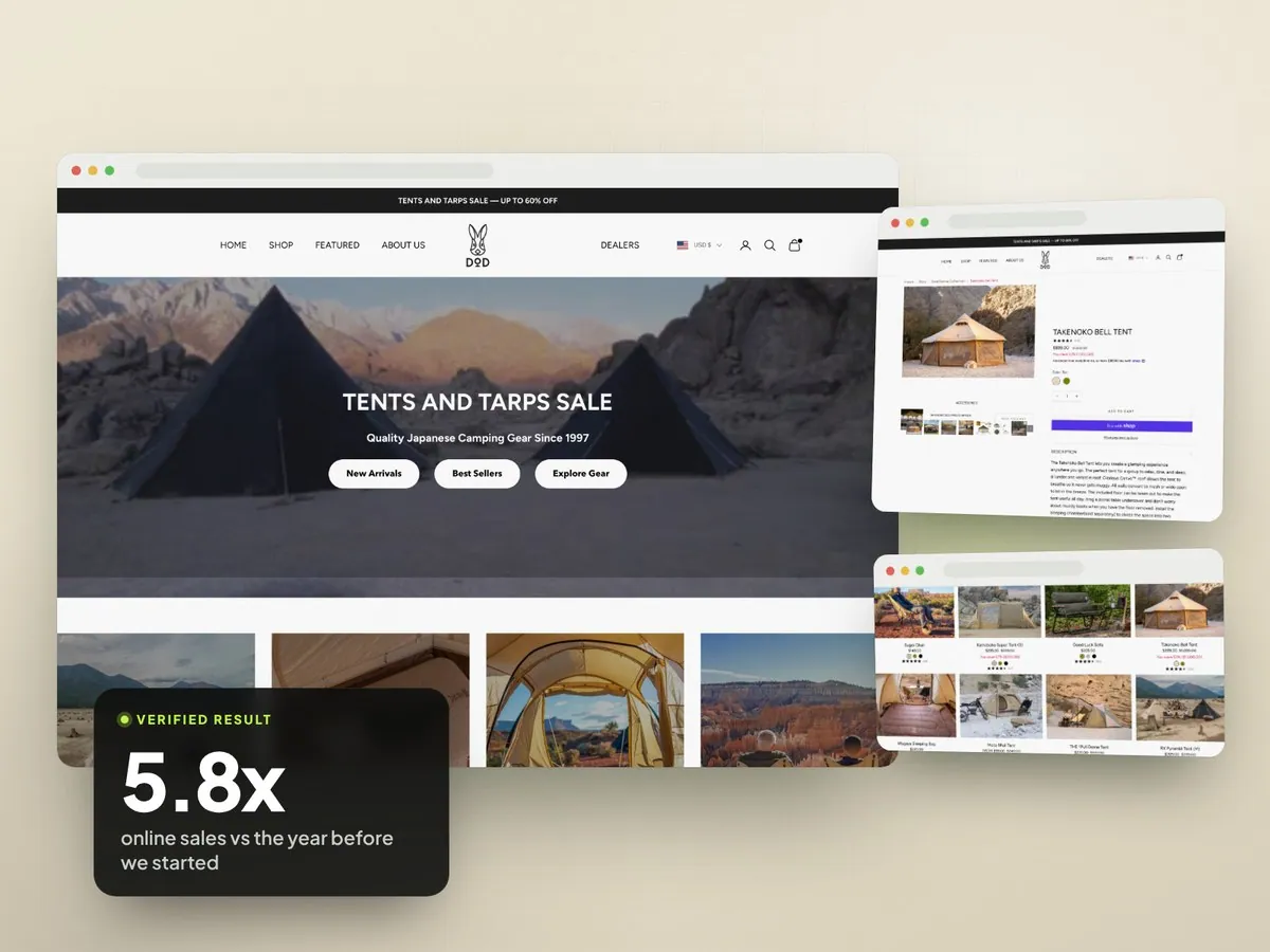 Outdoor camping gear brand store built by TechnoPulse
