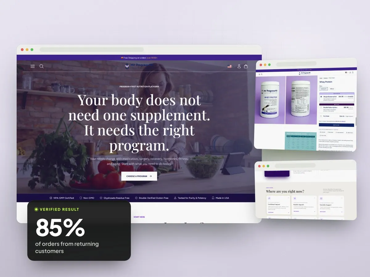 Physician led supplement brand store built by TechnoPulse