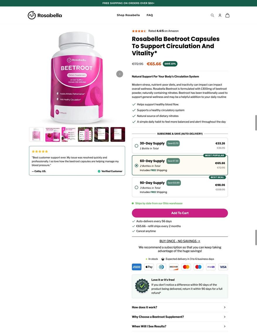 Beetroot and moringa supplement brand store built by TechnoPulse