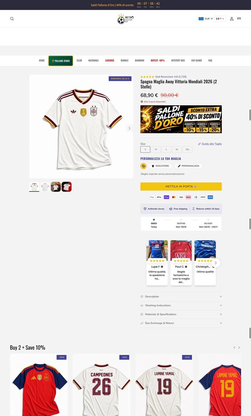 Retro football shirt brand store built by TechnoPulse