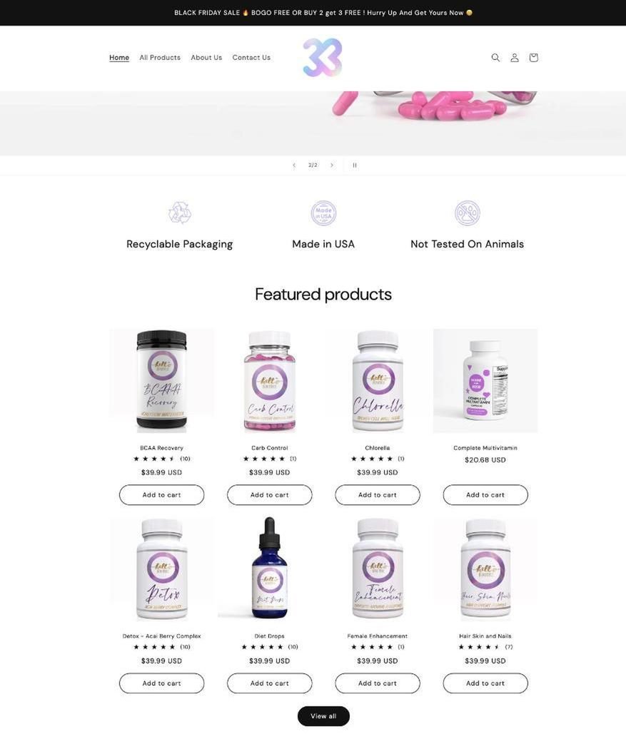 Women's supplement brand store built by TechnoPulse