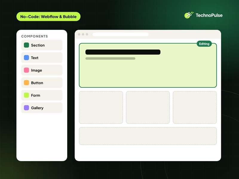 No-Code: Webflow & Bubble illustration